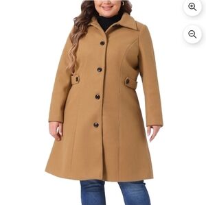 Agnes Orinda Women's Plus Size Winter Coats Single Breasted Jackets Long Trench
